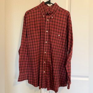 Orvis Red and Black Plaid Button-Down Shirt